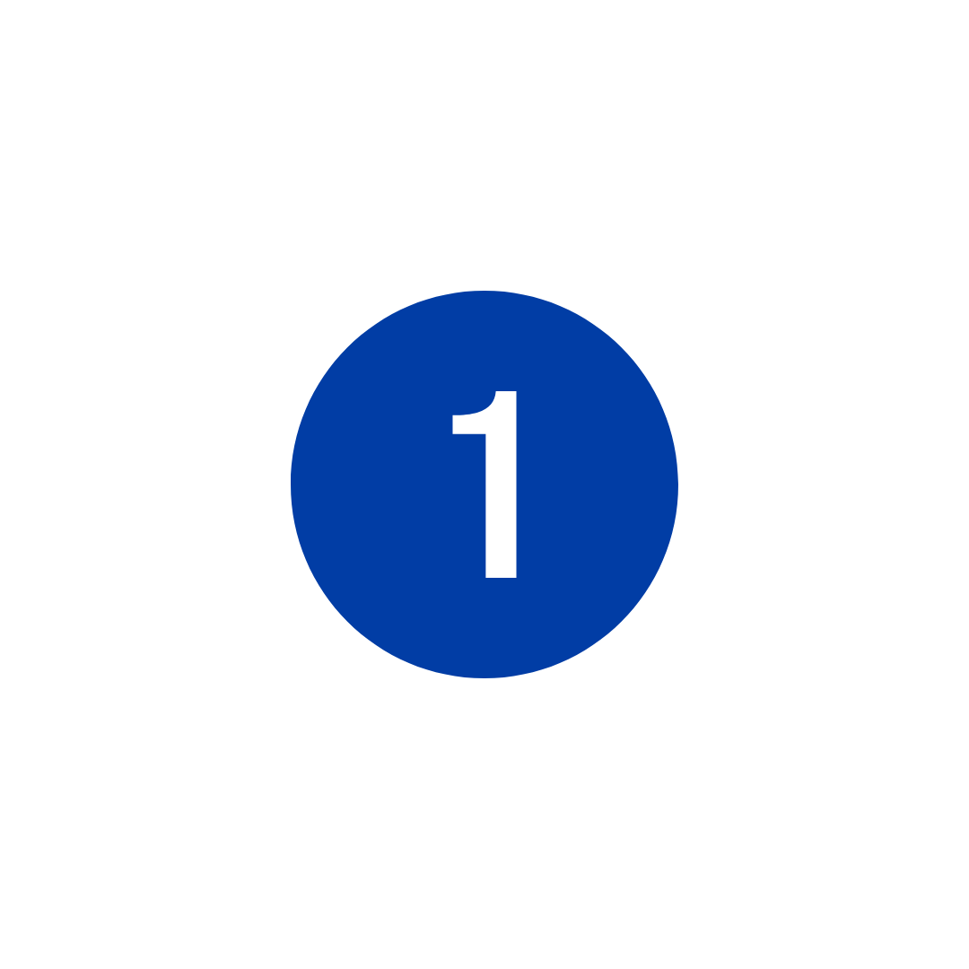 number 1 inside of a blue circle